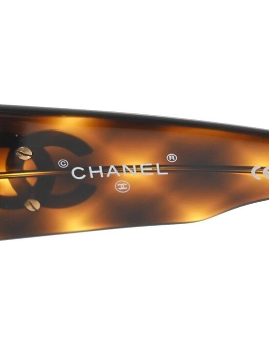 CHANEL CC Logo Sunglasses Eye Wear Plastic Brown GHW 01451 63RL897 main image 16